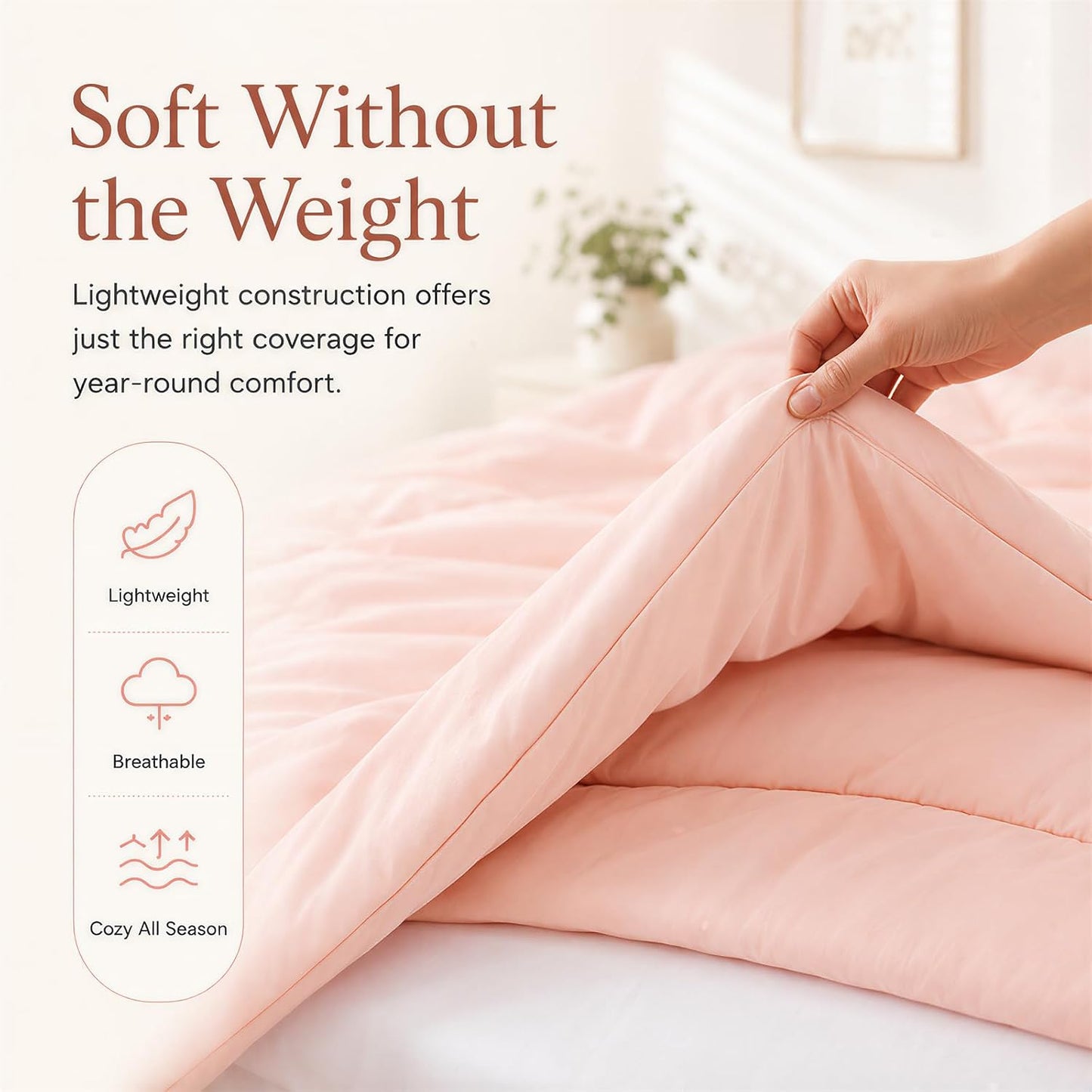 Pink Comforter Sets Full Size Comforter Set with Sheets 7 Piece Soft Microfiber Comforters Set for Women Blush Lightweight Alternative Comforter for All Season