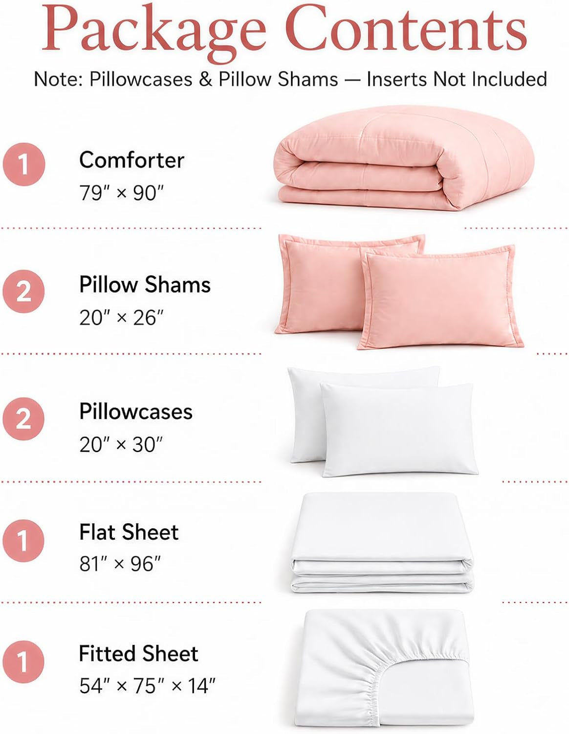 Pink Comforter Sets Full Size Comforter Set with Sheets 7 Piece Soft Microfiber Comforters Set for Women Blush Lightweight Alternative Comforter for All Season