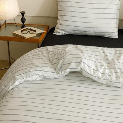 Striped Queen Comforter Set White Black Bedding Comforter Sets White Queen Comforter Soft Farmhouse Comforter with 2 X Pillow Cases