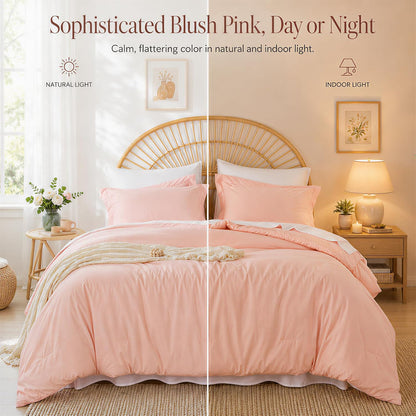 Pink Comforter Sets Full Size Comforter Set with Sheets 7 Piece Soft Microfiber Comforters Set for Women Blush Lightweight Alternative Comforter for All Season