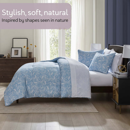 Queen Comforter Set, Biomorphic Design Queen Size Comforter Set, 7-Pc All Season Bedding Comforter Set, Blue