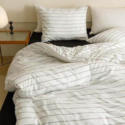 Striped Queen Comforter Set White Black Bedding Comforter Sets White Queen Comforter Soft Farmhouse Comforter with 2 X Pillow Cases