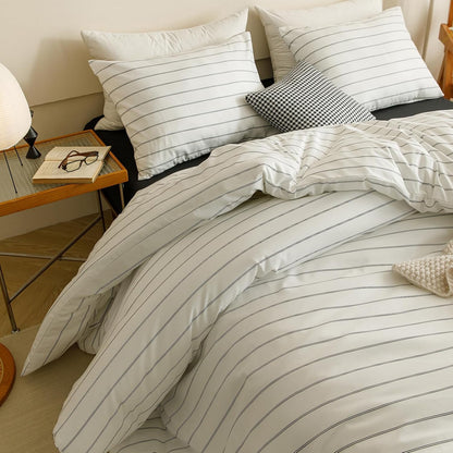 Striped Queen Comforter Set White Black Bedding Comforter Sets White Queen Comforter Soft Farmhouse Comforter with 2 X Pillow Cases