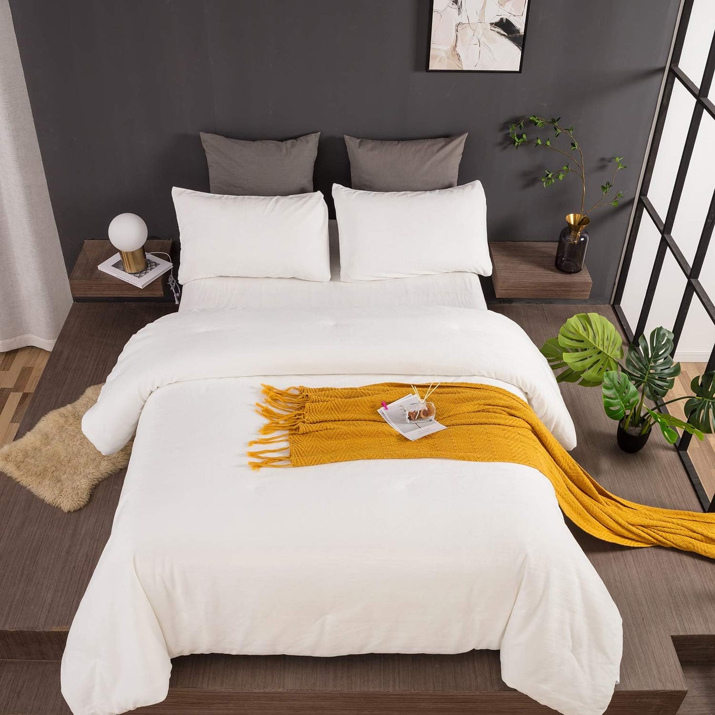 White Velvet Queen Comforter Set Fluffy Bedding Comforter Sets Soft Comforter Queen with 2 X Pillow Cases