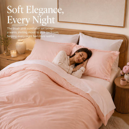Pink Comforter Sets Full Size Comforter Set with Sheets 7 Piece Soft Microfiber Comforters Set for Women Blush Lightweight Alternative Comforter for All Season