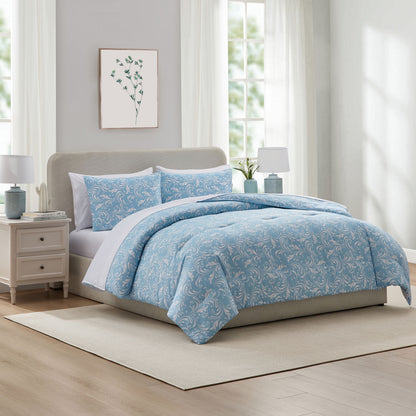 Queen Comforter Set, Biomorphic Design Queen Size Comforter Set, 7-Pc All Season Bedding Comforter Set, Blue